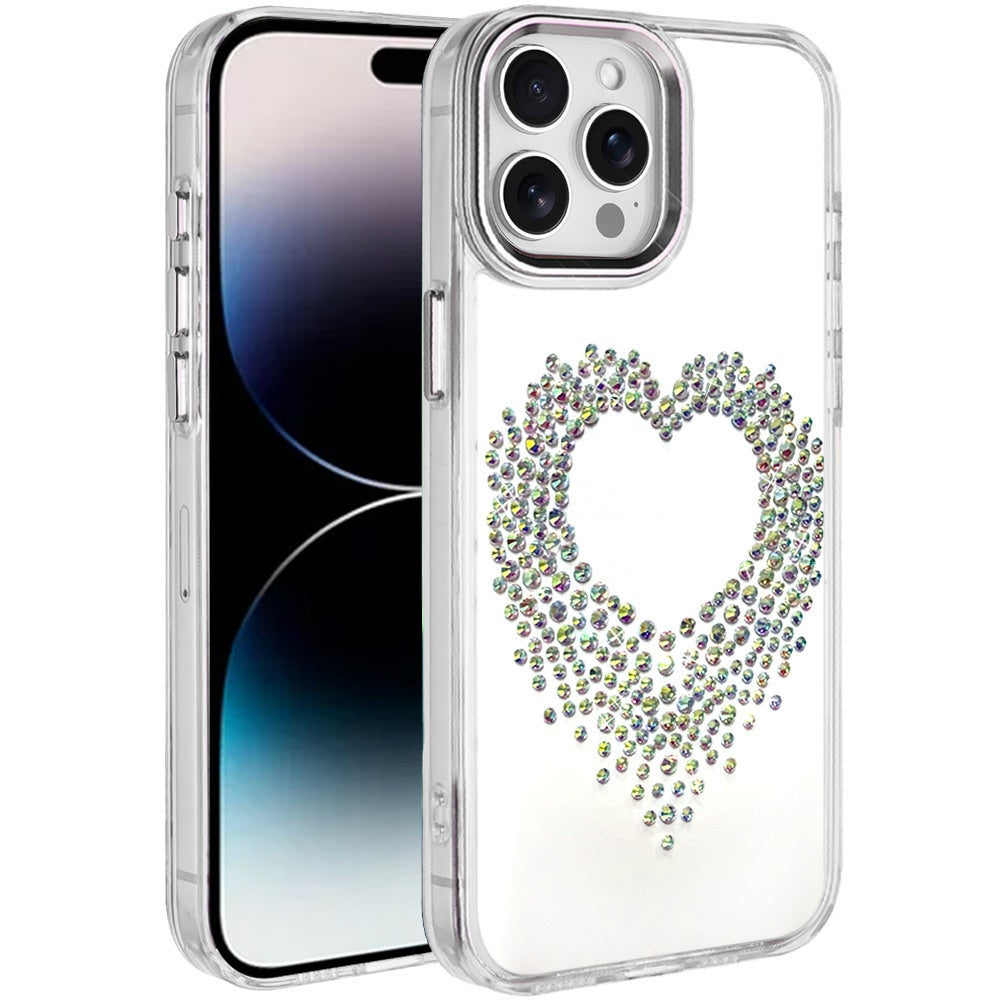 For Samsung Galaxy S25 Fan Edition /Galaxy S25 FE Angel Hearts Bling Glitter Diamond Hybrid TPU Cover, Colorful Frame Shockproof Protective Back Case Cover Silver