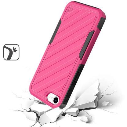 For Apple iPhone 16e Hybrid lined shockproof dual layer Rugged 2in1 Hard PC & Silicone TPU Non Slip Textured Tough Armor Case Cover Hot Pink