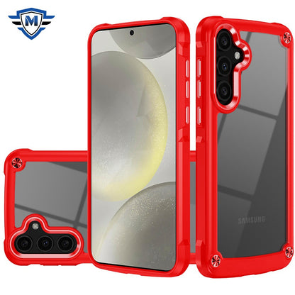 For Samsung Galaxy S25+ /S25 Plus /S24+ Plus Premium Hybrid Transparent Rubber with Metal Buttons & Camera Edges, Hard TPU Frame Corner Bumper Case Cover