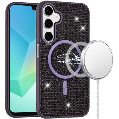 For Samsung Galaxy A16 5G Sparkly Diamond Bling Case Rhinestone Skin Hybrid with Magnetic Circle, MagSafe Compatible Case Cover