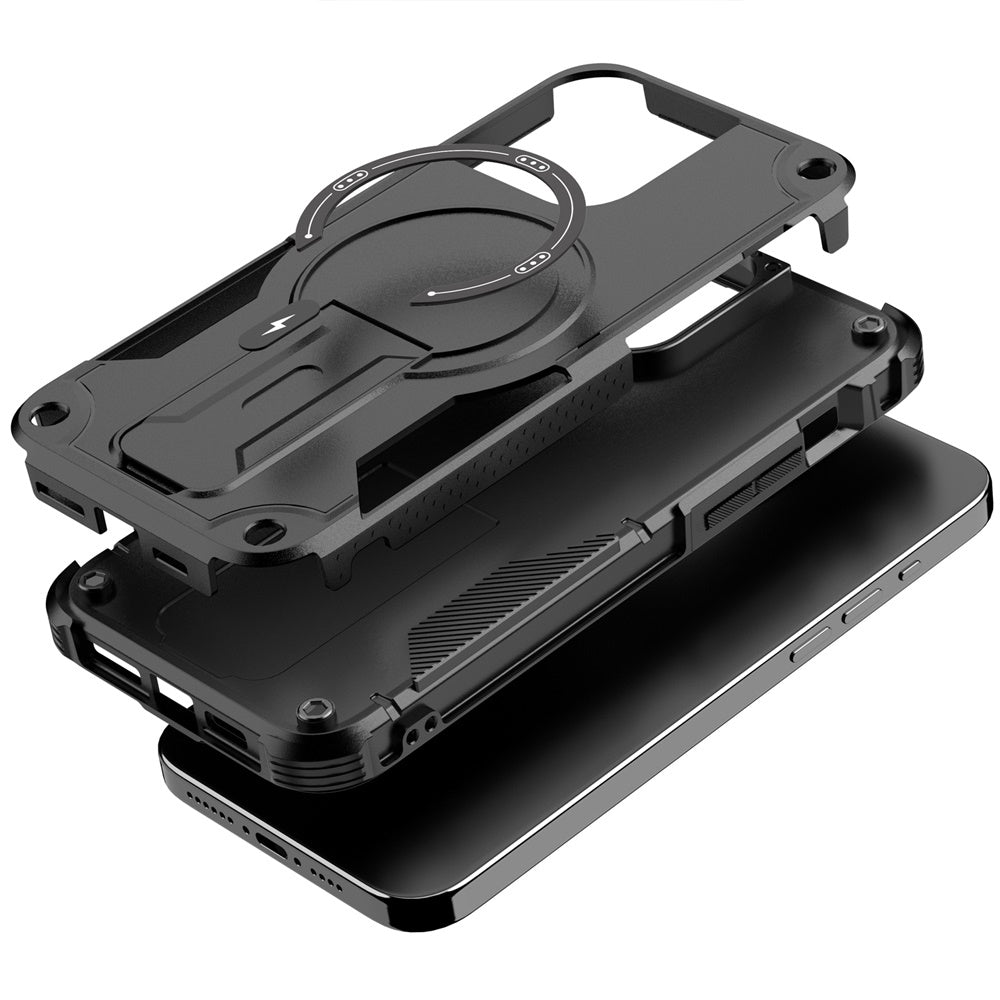 For Apple iPhone 15 Magnetic Invisible Kickstand Holder with Magsafe, Slim Fit Shockproof Hybrid Military Grade Heavy Duty Case Cover