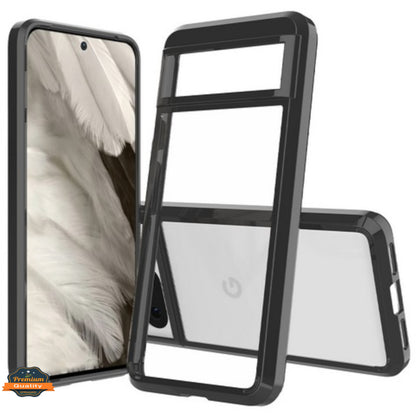For Google Pixel 9 Pro XL (6.8") Crystal HD Clear Back Panel + TPU Bumper Frame Hybrid Thin Slim Hard Shockproof Defender Case Cover
