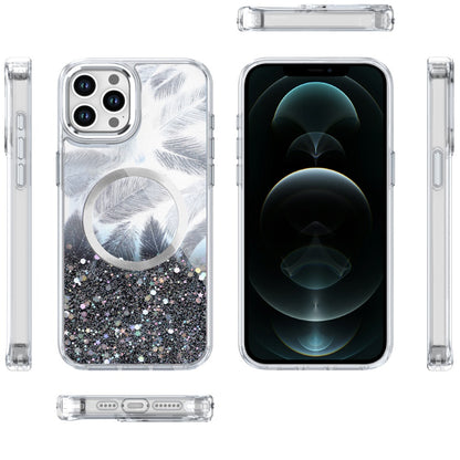 For Apple iPhone 14 Pro Max Epoxy Glitter Shimmer Fashion Case with Magnetic Magsafe Compatible Hybrid Sparkling Slim Protective Case Cover