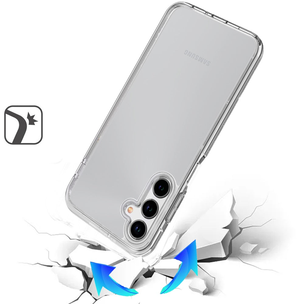 For Samsung Galaxy A17 5G Transparent Shock Absorption PC + TPU Rubber Gel Thick 3mm Hybrid Silicone Slim Fit Back Case Cover Smoke Gray