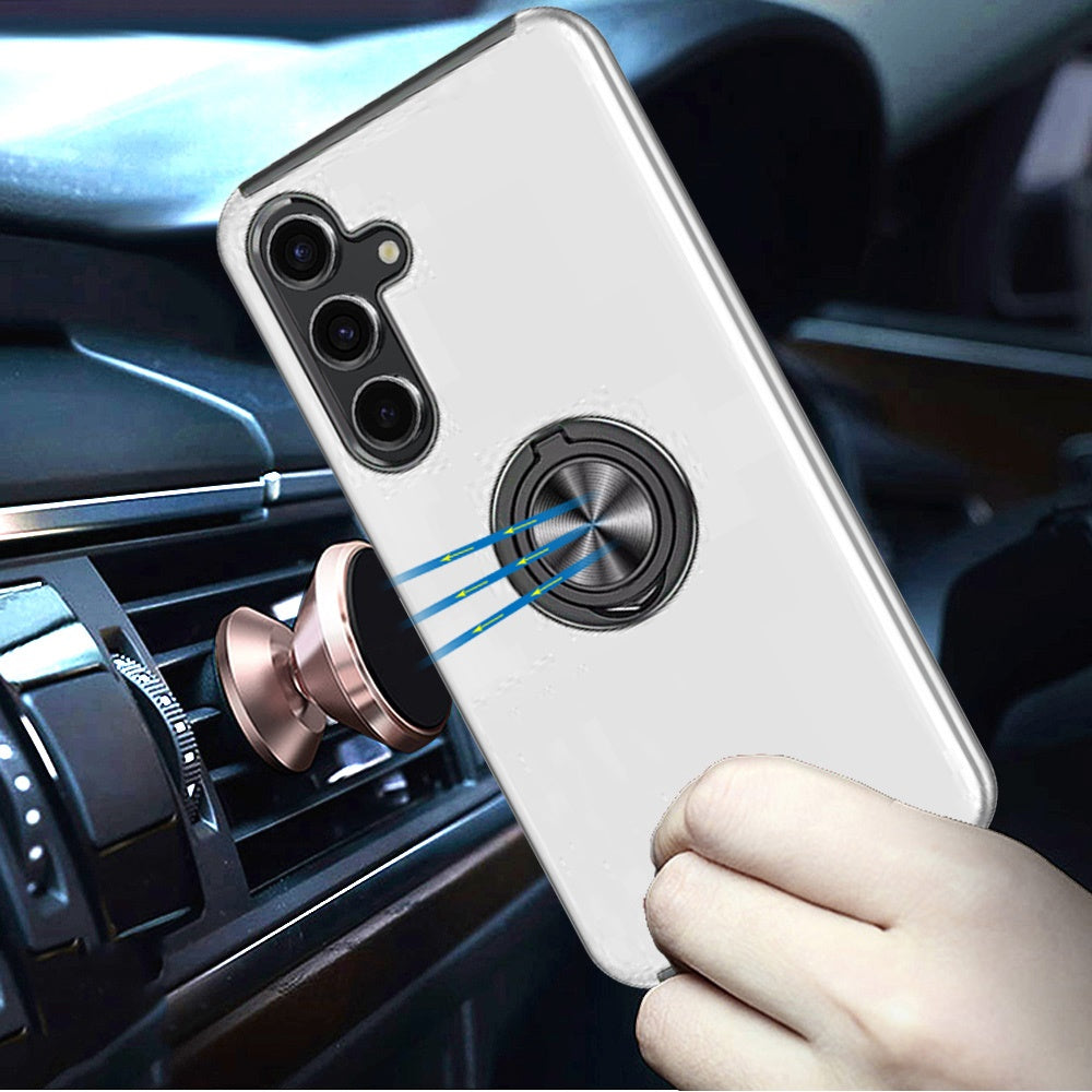 For Samsung Galaxy S25+ /S25 Plus /S24+ Plus Hybrid 360 Degree Rotatable Metal Invisible Ring Stand Holder Slim Fit Magnetic Car Mount Shockproof Case Cover
