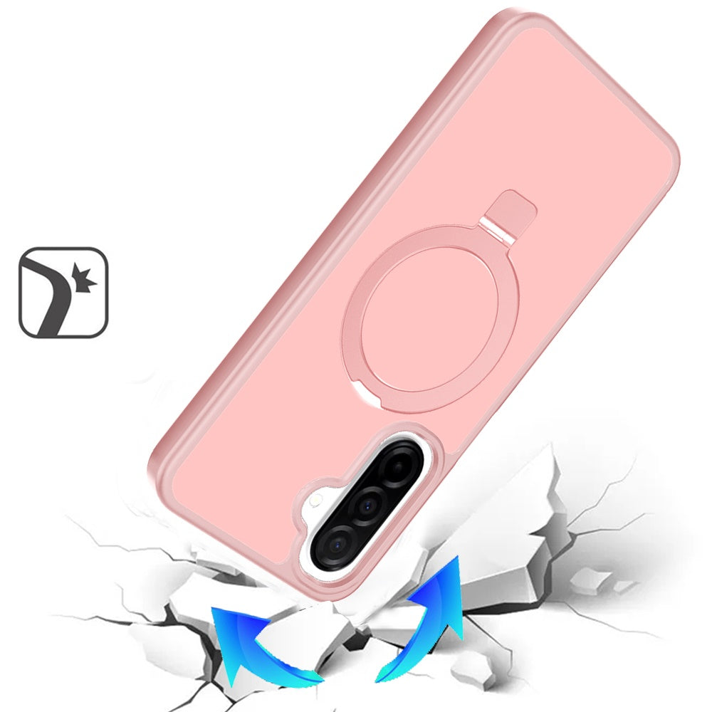 For Samsung Galaxy A17 5G Magnetic Circle Back with Ring Stand Full Rotation Matte Hybrid Shockproof Case Cover