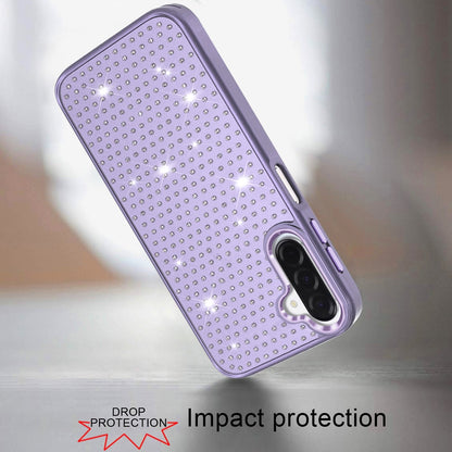 For Samsung Galaxy A17 5G Bling Diamond Metallic, Full Sparkle Chrome Edged Hybrid Protective Shockproof Case Cover