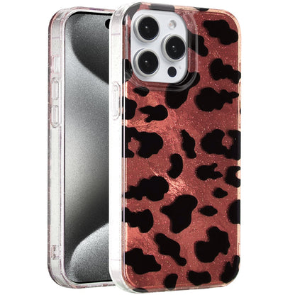 For Apple iPhone 16 Pro Max Glitter Leopard, Fashion Design Animal Skin Print Slim IMD TPU Dual Layer Shockproof Protective Case Cover