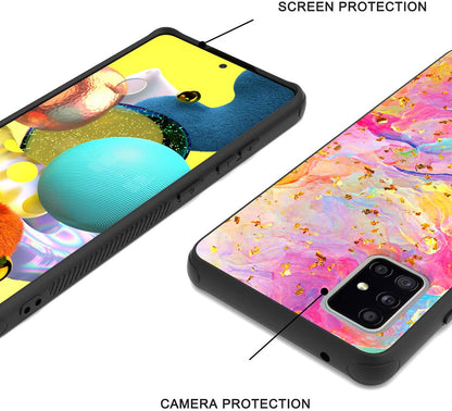 For Apple iPhone 15 Pro Max (6.7") Marble Fashion Stylish Flake Glitter Bling Hybrid Glossy Rubber Hard PC Protection Marble Colorful Rainbow Phone Case Cover