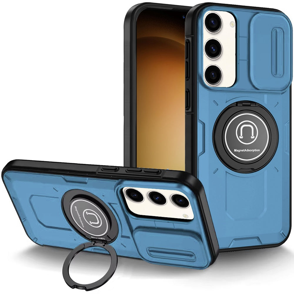 For Samsung Galaxy S25+ /S25 Plus /S24+ Plus Build in Invisible Magnetic Ring Stand with Slide Camera Protector, fit Magnetic Car Mount [Compatible with MagSafe] Case Cover
