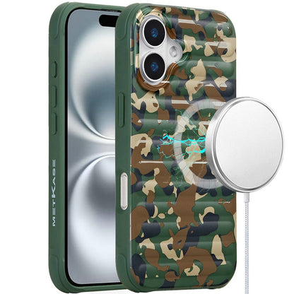 For Apple iPhone 16 Pro (6.3") Pattern Design Magnetic Chrome Hybrid Compatible with Magsafe Dual Layer Shockproof TPU Hard PC Back Case Cover