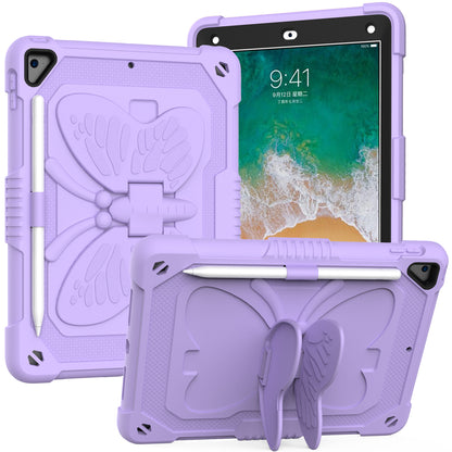 For Butterfly Wings Kickstand 3in1 Tough Hybrid with Pencil Holder Heavy Duty Rugged Shockproof Full Protective Purple Tablet Case Cover