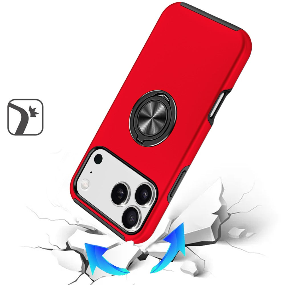 For Apple iPhone 17 Pro Max Hybrid 360 Degree Rotatable Metal Invisible Ring Stand Holder Slim Fit Magnetic Car Mount Shockproof Case Cover
