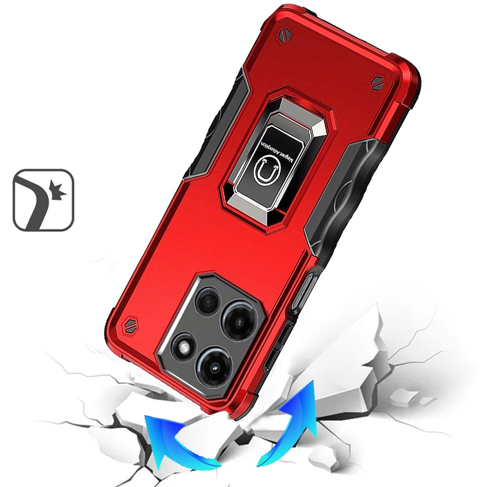 For Motorola Edge 2025 Hybrid Stand Magnetic Ring Holder Kickstand Heavy Duty Rugged Drop Silicone & Hard PC Shockproof Case Cover