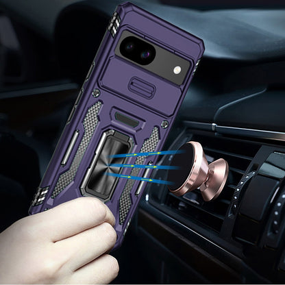 For Google Pixel 9A Hybrid Case with Rotation Ring Stand Shockproof & Camera Window TPU Armor Dropproof Case Cover