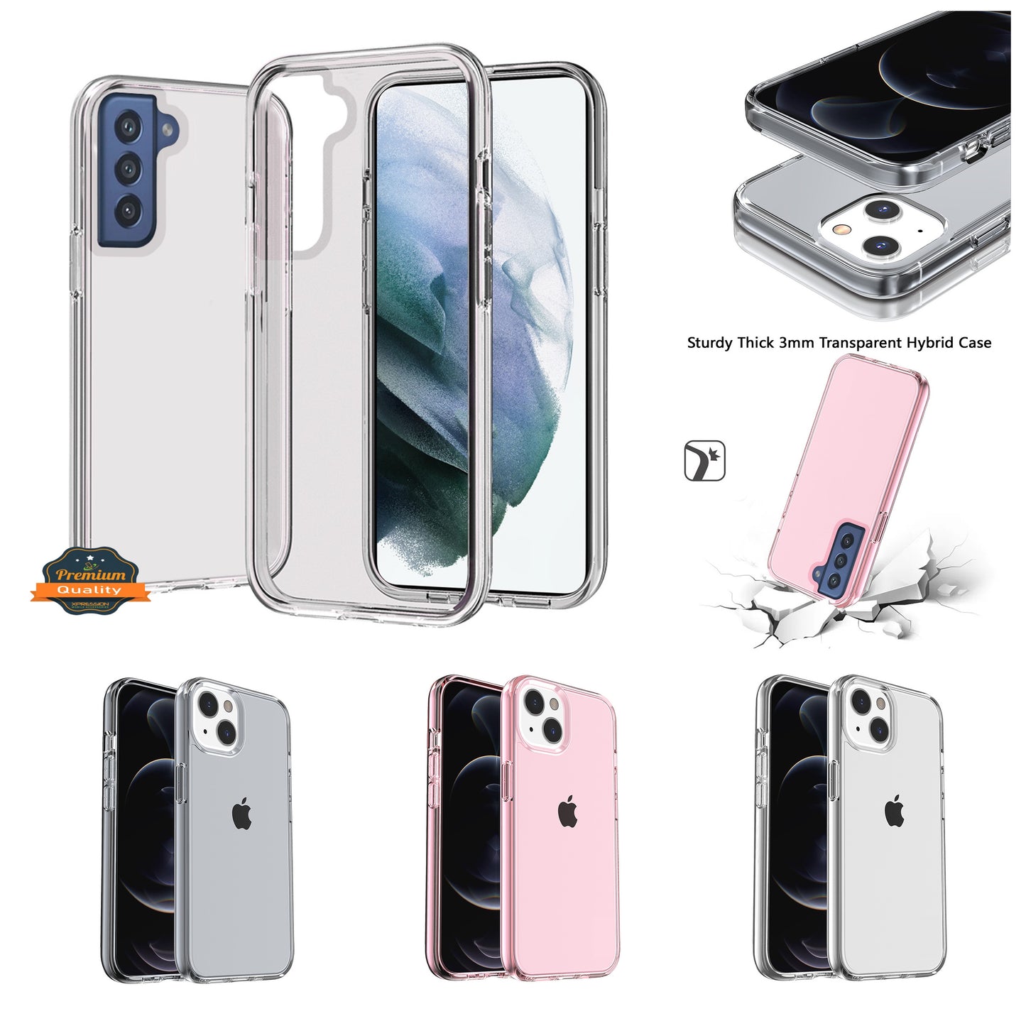 For Apple iPhone 16e Transparent Shock Absorption PC + TPU Rubber Gel Thick 3mm Hybrid Silicone Slim Fit Back Case Cover