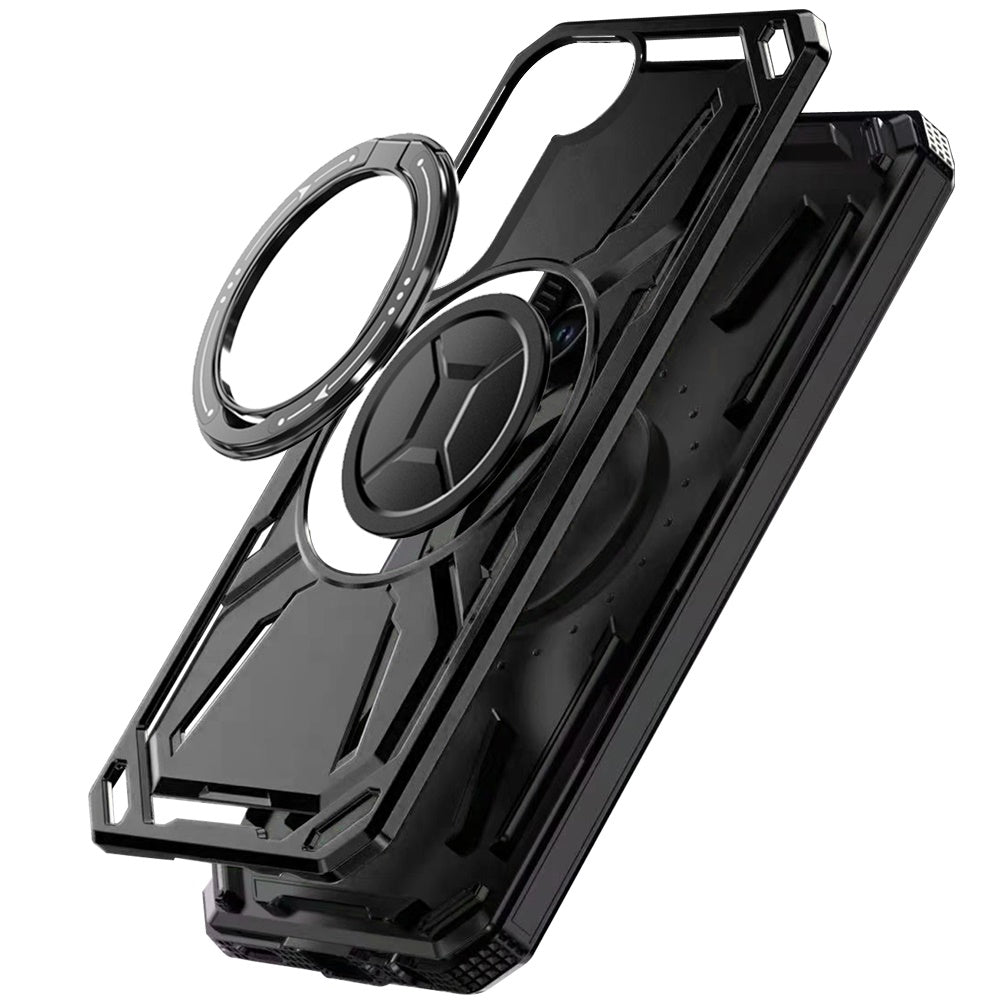 For Samsung Galaxy S23 Hybrid Magnetic Ring and 360° Rotational Kickstand with MagSafe Compatible, Military Grade Drop Protection Case Cover Black