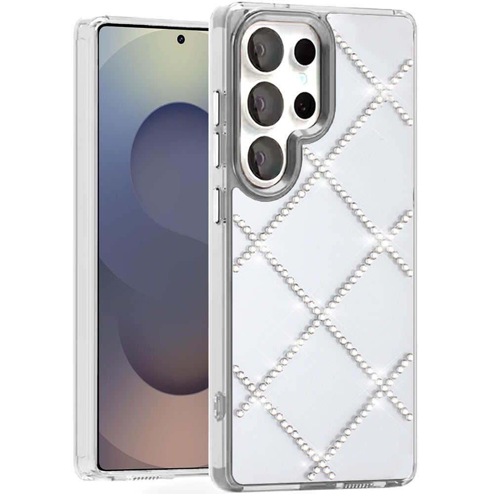 For Samsung Galaxy S25 Fan Edition /Galaxy S25 FE Gem Glitter Diamond Bling Clear Hybrid TPU Cover, Colorful Shockproof Protective Back, Slim Fit for Women Girls Case Cover Silver