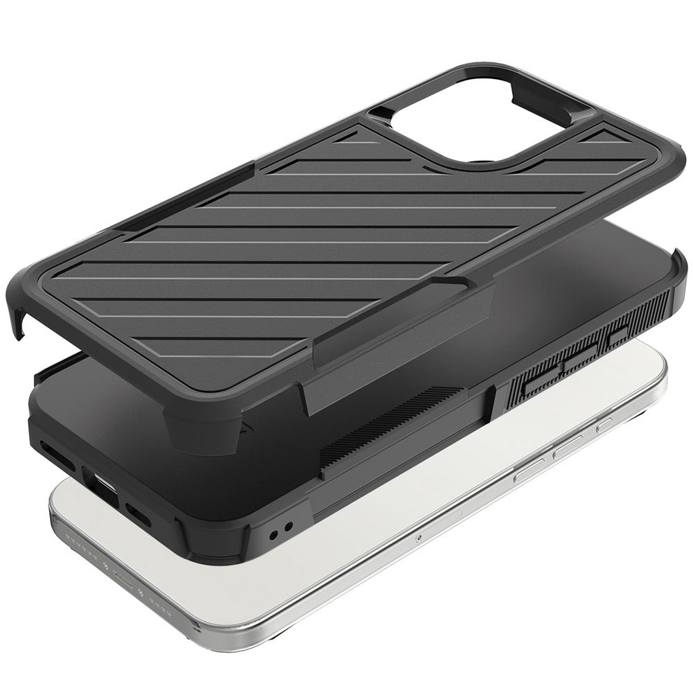 For Apple iPhone 16e Premium Hybrid Rugged lined Shockproof Textured 2-in-1 Non-Slip Hard PC & TPU Non Slip Tough Case Cover