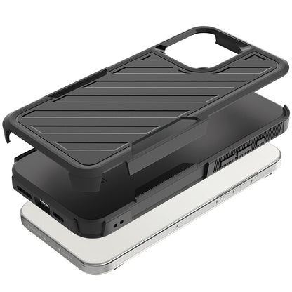 For Apple iPhone 16e Premium Hybrid Rugged lined Shockproof Textured 2-in-1 Non-Slip Hard PC & TPU Non Slip Tough Case Cover