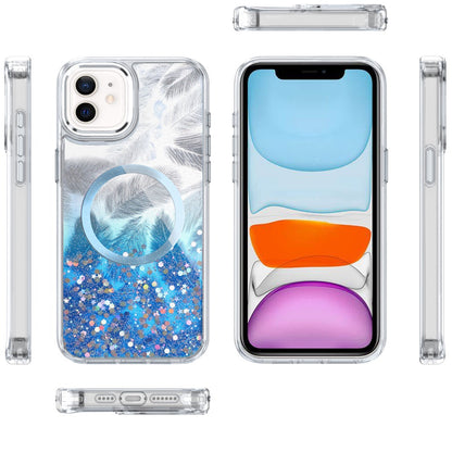 For Apple iPhone 15 Epoxy Glitter Shimmer Fashion Case with Magnetic Magsafe Compatible Hybrid Sparkling Slim Protective Case Cover