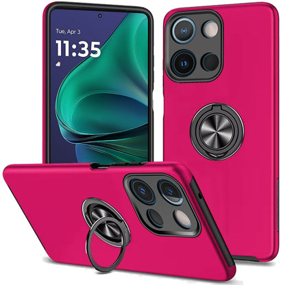 For Motorola Moto G Stylus 5G 2025 Hybrid 360 Degree Rotatable Metal Invisible Ring Stand Holder Slim Fit Magnetic Car Mount Shockproof Case Cover