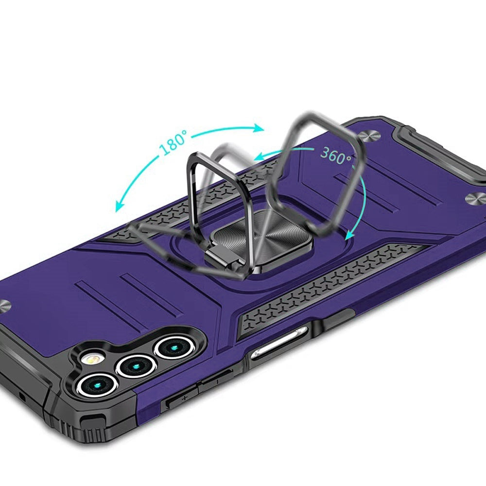 For Samsung Galaxy S25 Fan Edition /Galaxy S25 FE Armor Hybrid Magnetic Stand with Ring Holder Kickstand Shockproof Heavy-Duty Durable Rugged TPU Dual Layer Case Cover Purple