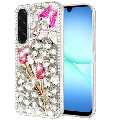 For Samsung Galaxy A17 5G Bling Crystal 3D Full Diamonds Luxury Sparkle Rhinestone Hybrid Protective Case Cover