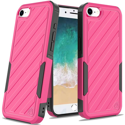 For Apple iPhone 16e Hybrid lined shockproof dual layer Rugged 2in1 Hard PC & Silicone TPU Non Slip Textured Tough Armor Case Cover Hot Pink