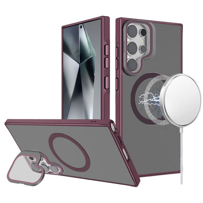 For Samsung Galaxy S25+ /S25 Plus /S24+ Plus Tough HQ Hybrid Case with Aluminum Frame Camera Stand, Compatible with MagSafe, Translucent Matte Shockproof Case Cover