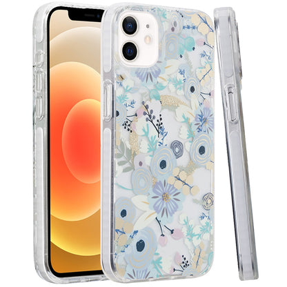 For Apple iPhone 16 Pro Max (6.9") Floral Pattern Design Cute Clear Hybrid Compatible with Magsafe Double Layer Soft TPU Hard PC Case Cover