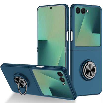 For Samsung Galaxy Z Flip 7 Hybrid 360 Degree Rotatable Metal Invisible Ring Stand Holder Slim Fit Magnetic Car Mount Shockproof Case Cover