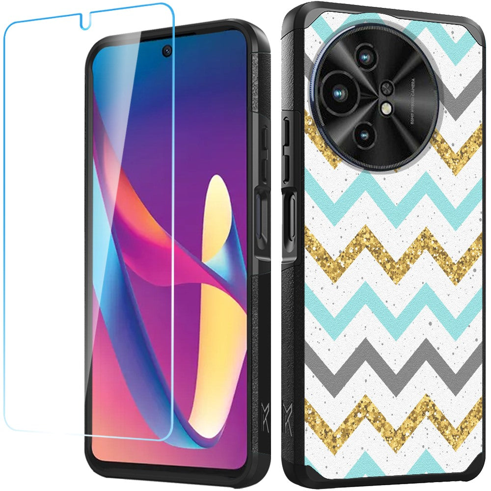 For TCL 50 XL 5G Fashion Graphic Design Pattern Hard PC TPU 2in1 Tough Strong Hybrid Shockproof Frame + Screen Protectror Case Cover -