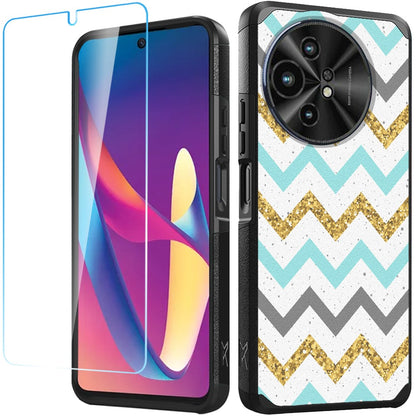 For TCL 50 XL 5G Fashion Graphic Design Pattern Hard PC TPU 2in1 Tough Strong Hybrid Shockproof Frame + Screen Protectror Case Cover -