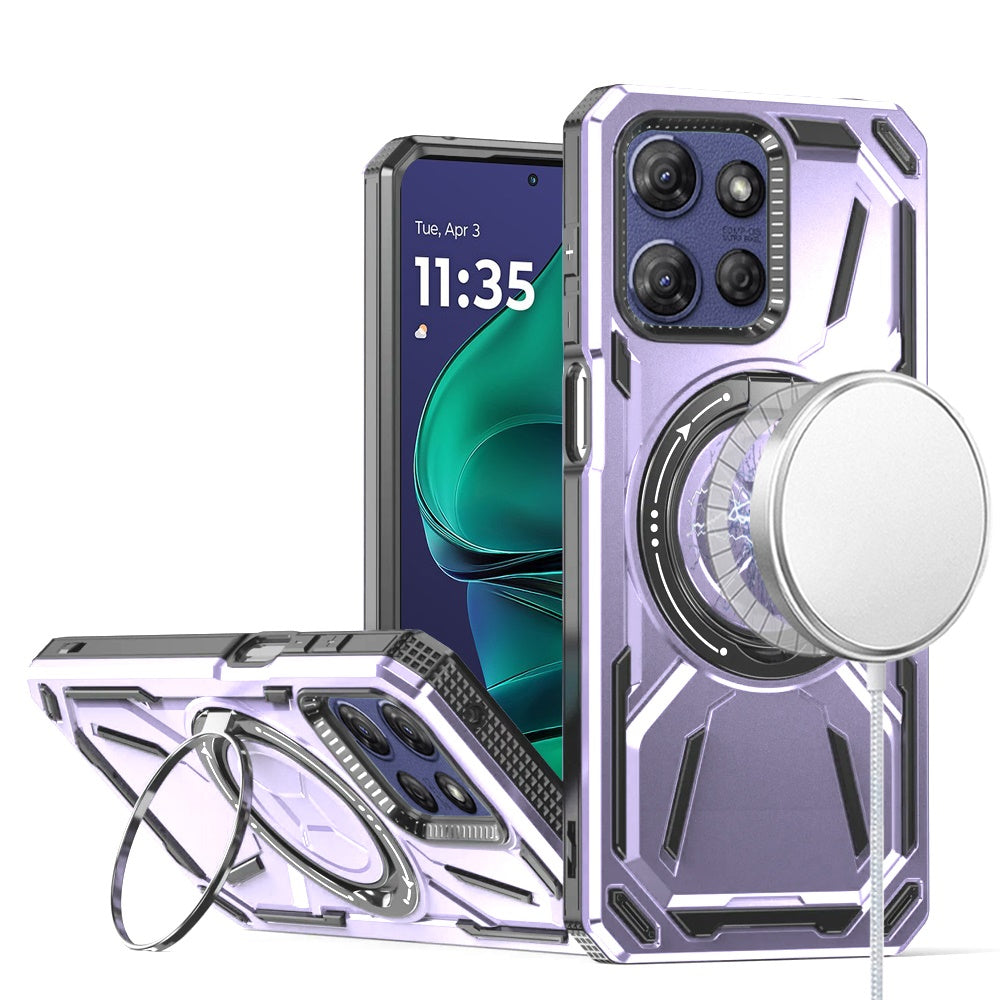 For Motorola Moto G 5G /Moto G 2025 Hybrid Magnetic Ring and 360° Rotational Kickstand with MagSafe Compatible, Military Grade Drop Protection Case Cover