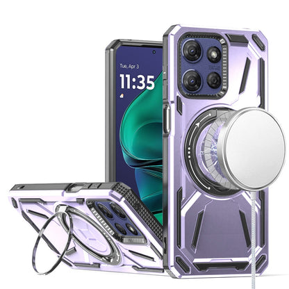For Motorola Moto G 5G /Moto G 2025 Hybrid Magnetic Ring and 360° Rotational Kickstand with MagSafe Compatible, Military Grade Drop Protection Case Cover