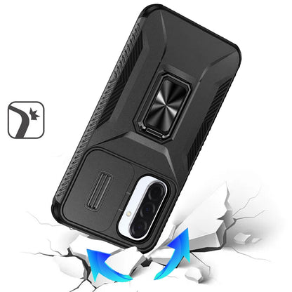 For Samsung Galaxy A17 5G Case, Camera Cover with Magnetic Rotation Ring Stand, Military Grade Hybrid Hard TPU Shockproof Case Cover