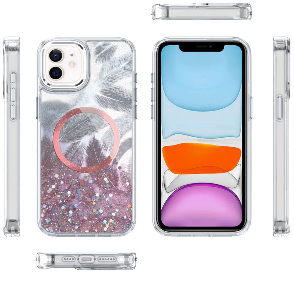For Samsung Galaxy S25+ /S25 Plus /S24+ Plus Epoxy Glitter Shimmer Fashion Case with Magnetic Magsafe Compatible Hybrid Sparkling Slim Protective Case Cover