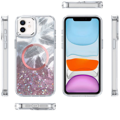 For Apple iPhone 11 Epoxy Glitter Shimmer Fashion Case with Magnetic Magsafe Compatible Hybrid Sparkling Slim Protective Case Cover