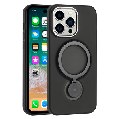 For Apple iPhone 16 Pro (6.3") MagSafe Compatible with 360 degree Circle Ring Stand Magnetic Kickstand Slim Hybrid Case Cover