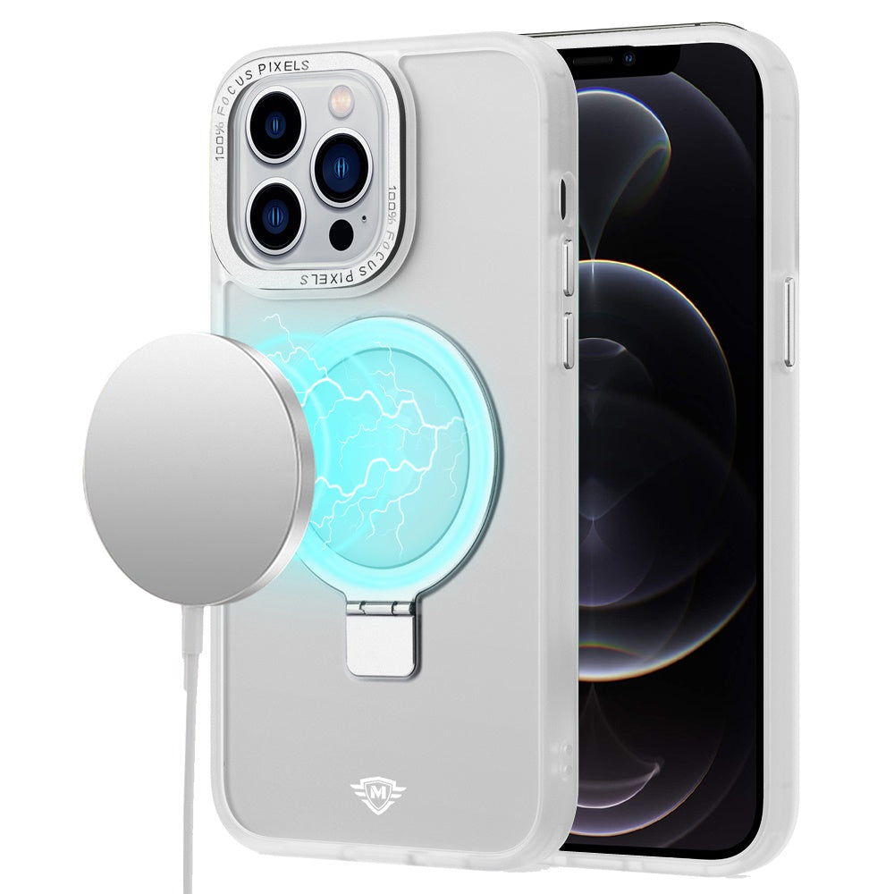 For Apple iPhone 16 Plus (6.7") Premium Magnetic Metal Matte Built-in Compatible with MagSafe Stand Hybrid Shock TPU Case Cover
