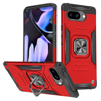 For Google Pixel 9A Armor Hybrid Magnetic Stand with Ring Holder Kickstand Shockproof Heavy-Duty Durable Rugged TPU Dual Layer Case Cover
