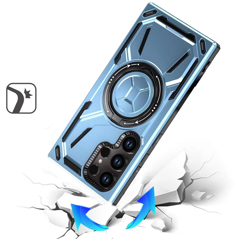 For Samsung Galaxy S25 Ultra Hybrid Magnetic Ring and 360° Rotational Kickstand with MagSafe Compatible, Military Grade Drop Protection Case Cover