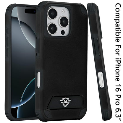 For Apple iPhone 16 Pro (6.3") Heavy Duty Dual-Layer Rugged Protection, Shockproof Kickstand Tough Magnetic Compatible with MagSafe Case Cover