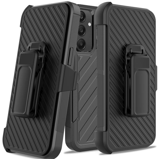 For Samsung Galaxy A16 5G Combo Hybrid lined with Belt Clip Holster Armor Shockproof Rugged Textured 2in1 Non Slip Tough Case Cover