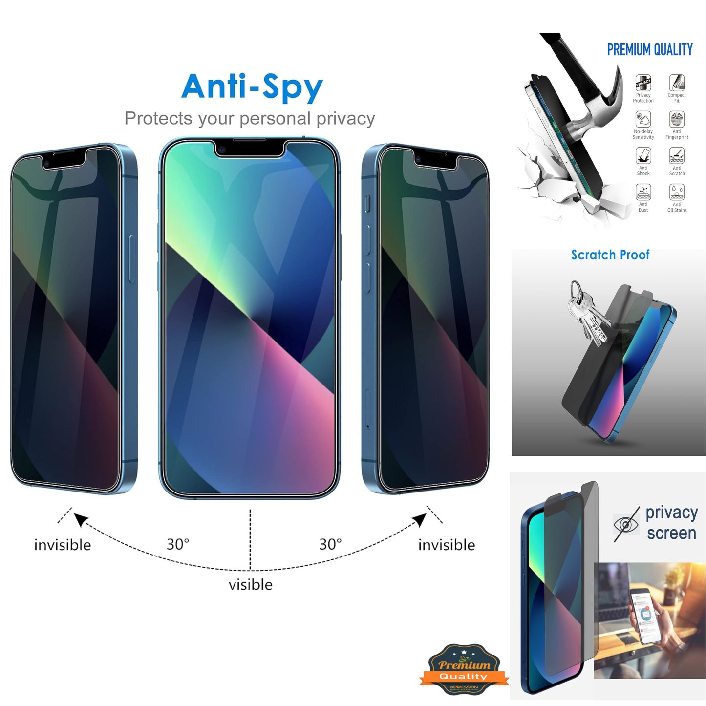 For Apple iPhone 17 /17 Air /17 Pro/ 17 Pro Max Privacy Tempered Glass Screen Protector, 9H Anti-Spy Anti-Peek Protector