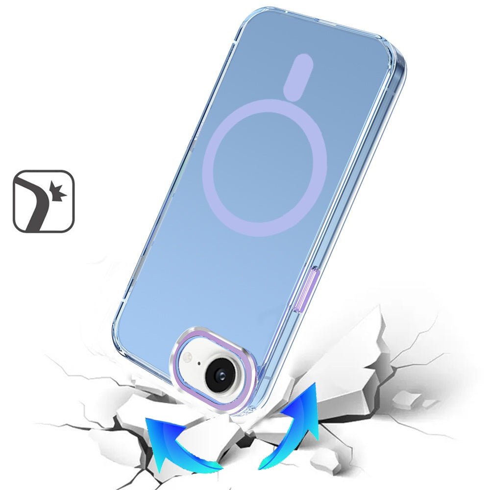 For Apple iPhone 16e Clear Transparent Case Matching Circle Design, Hybrid TPU Hard Shell, Support Magsafe Charger Case Cover