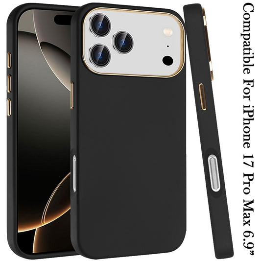 For Apple iPhone 17 Pro Hybrid Armor Shockproof, Durable Bumper Rubber Gummy Gel Slick Hard PC Silicone TPU Case Cover Black