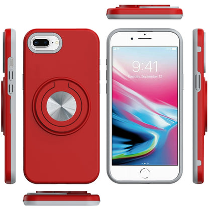 For Apple iPhone 8 Plus /7 Plus Metal Matte Hybrid with Invisible Rotational Ring Stand, Car Mount Friendly, Military Grade Slim Fit Sturdy Case Cover