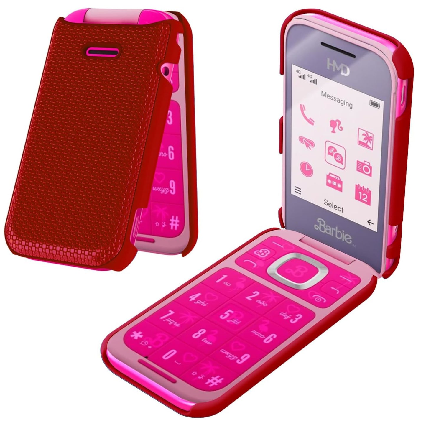 For HMD Barbie Flip Dual Layer Slim & Tough Hybrid Shockproof Heavy Duty Rubber TPU Matte with Textured Rugged Shell Protection Case Cover